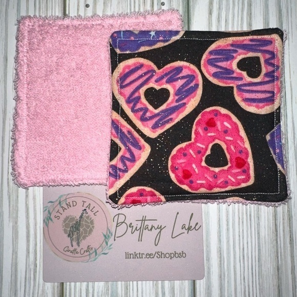 Valentines donut sparkle black reusable makeup remover pads (2pack) new - Picture 1 of 2